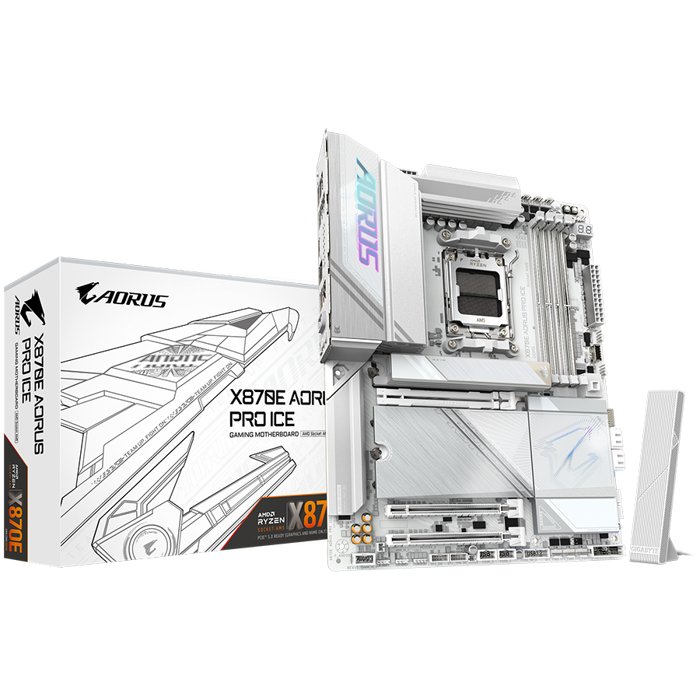 GIGABYTE X870E AORUS PRO ICE, AM5, 4x DDR5, WIFI7, ATX