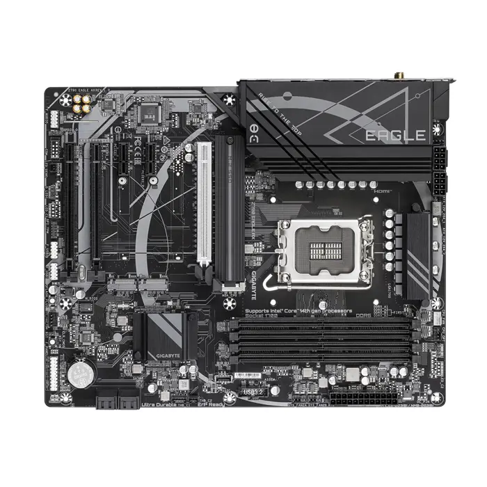 GIGABYTE Z790 EAGLE AX Motherboard - Supports Intel Core 14th Gen CPUs, 12+1+1Phases Digital VRM, up to 7600MHz DDR5 (OC), 3xPCIe 4.0 M.2, Wi-Fi 6E, 2.5GbE LAN, USB 3.2 Gen 2