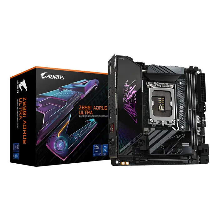 GIGABYTE Z890I AORUS ULTRA Motherboard - Supports Intel Core Ultra (Series 2) CPUs, 8+1+2 phases VRM, up to 8800MHz DDR5 (OC), 1xPCIe 5.0 + 1xPCIe 4.0, Wi-Fi 7, 2.5GbE LAN, Thunderbolt 4