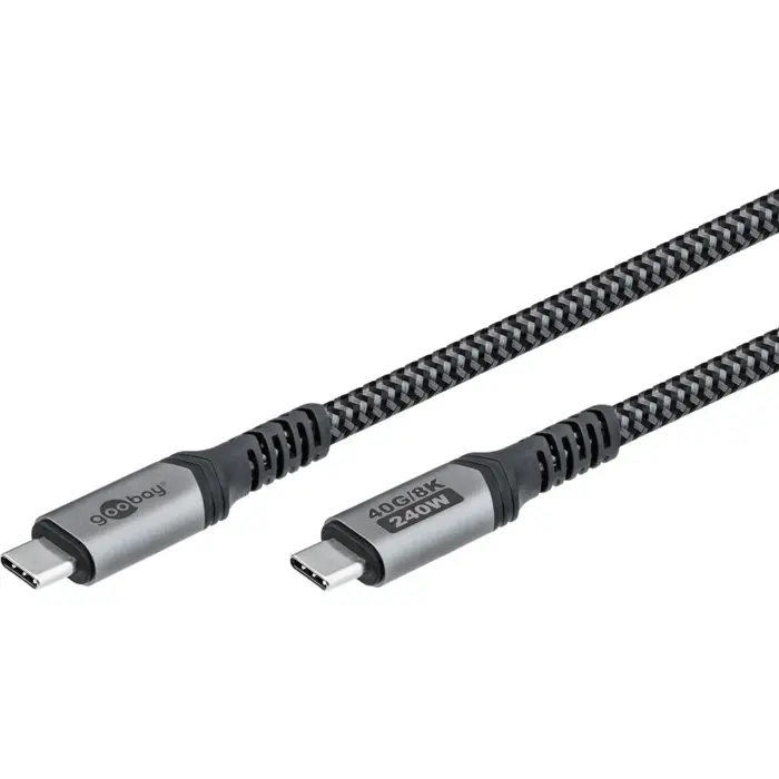 Goobay USB4 Gen 3x2 cable, USB-C plug > USB-C plug, 40Gbit/s (black/gray, 0.5 meter, PD, charging with up to 240 watts)