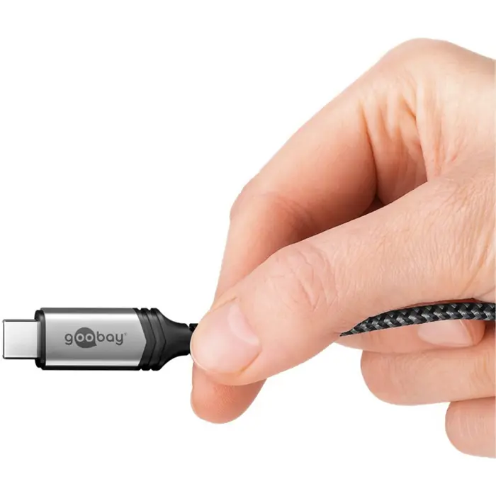 Goobay USB4 Gen 3x2 cable, USB-C plug > USB-C plug, 40Gbit/s (black/gray, 0.5 meter, PD, charging with up to 240 watts)