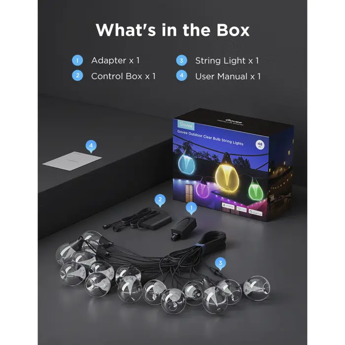 Govee outdoor fairy lights with transparent lamps
