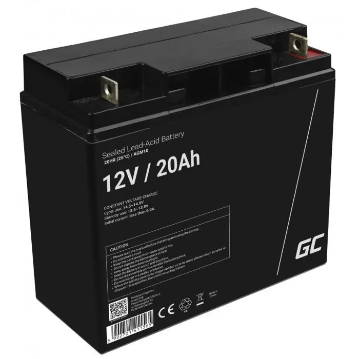 Green Cell AGM10 industrial rechargeable battery Sealed Lead Acid (VRLA) 20000 mAh 12 V