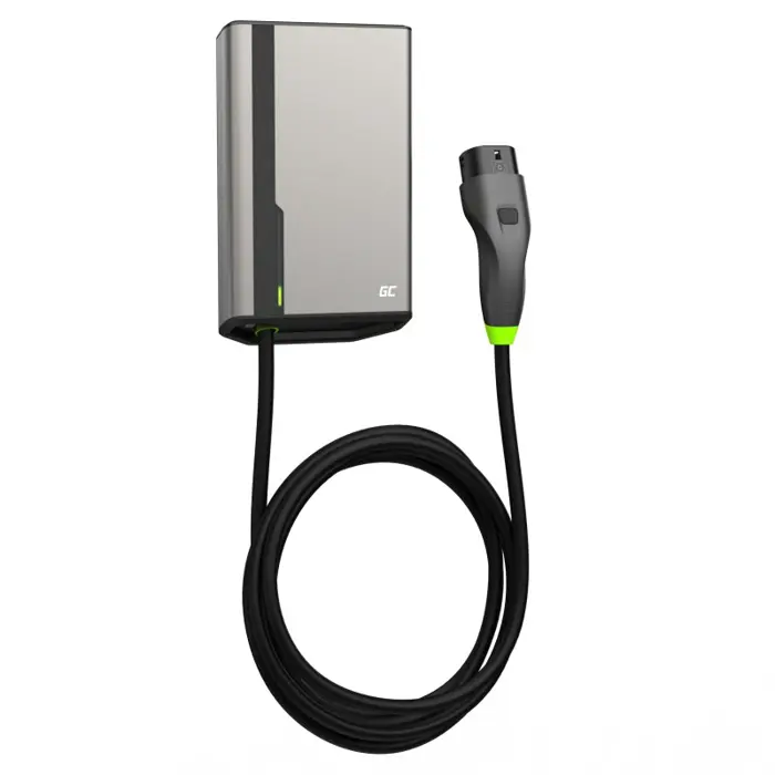 Green Cell GC EVGC021B2275 - Wallbox, 3,6 - 22 KW, 7,5 m, NFC Grey Aluminium Wall Built-in display LED