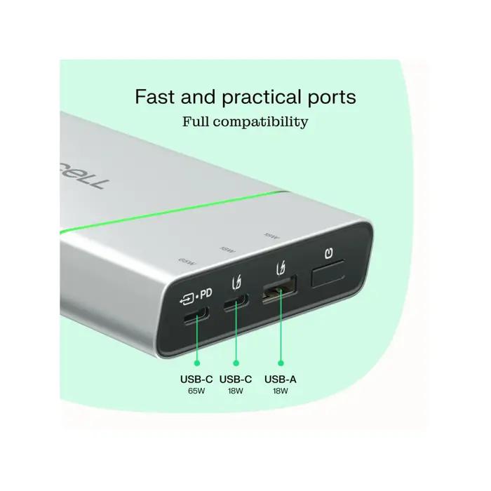 Green Cell PBPLGC20P power bank Lithium-Ion (Li-Ion) 20800 mAh Aluminium, Black, Green, Light grey, Silver
