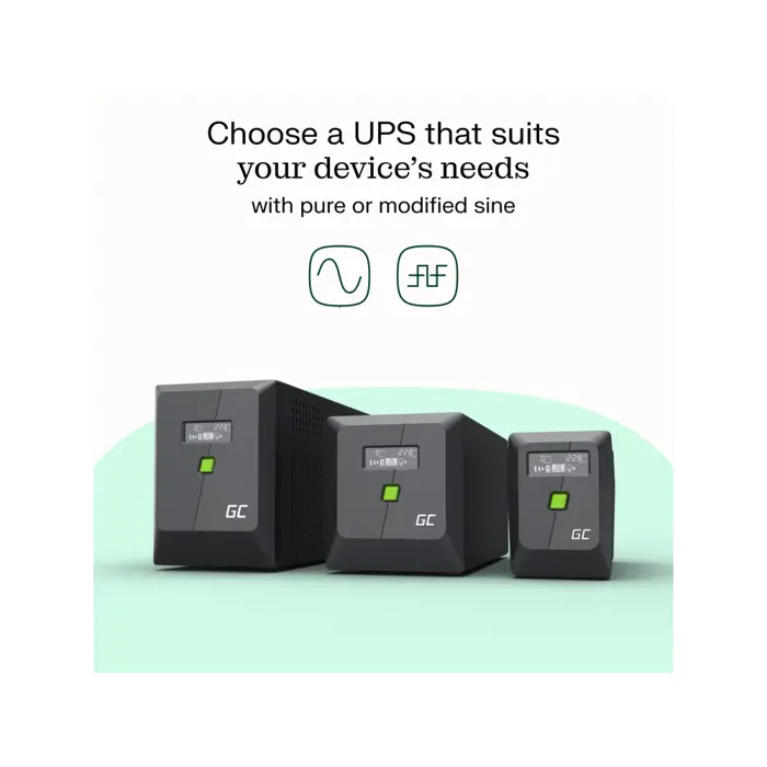 Green Cell UPS (UPSLM360) 650VA/360W, Modified sine wave, Line Interactive AVR, LCD