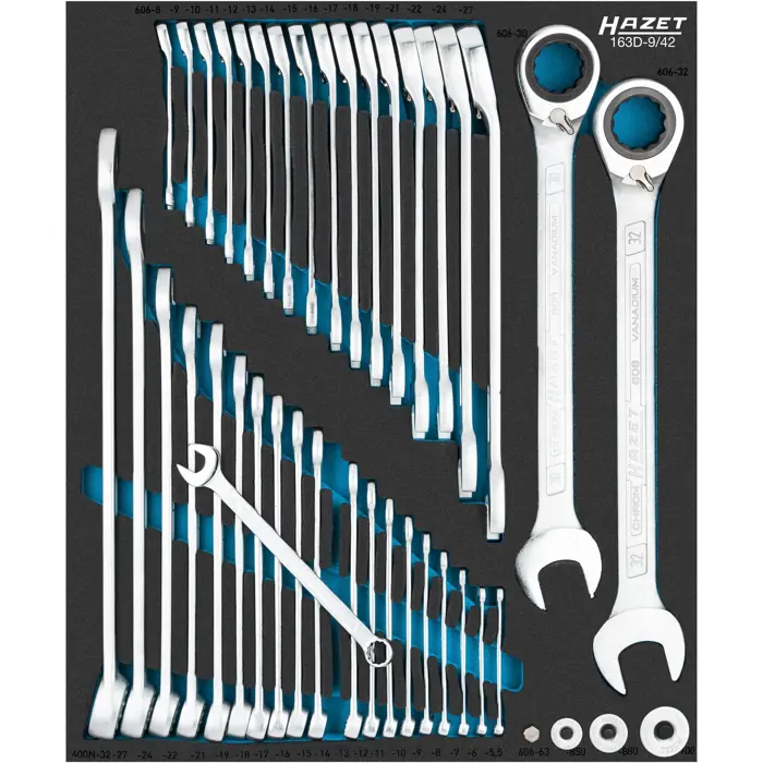 Hazet wrench set 163D-9/42, size 1/2++ (42 pieces, ring wrench with switchable ratchet function)