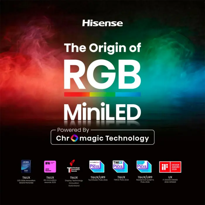 Hisense 100UR8DS RGB MiniLED (253 cm (100 inches), black/dark gray, UltraHD/4K, Hi-View AI Engine RGB, 180Hz panel)