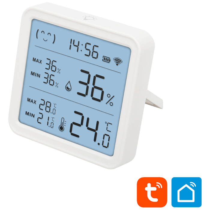 home Pametni mjerač temperature i vlažnosti, LCD, sat - HSTHC