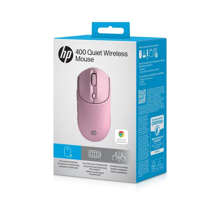 HP 400 Quiet Pink Wireless Mouse