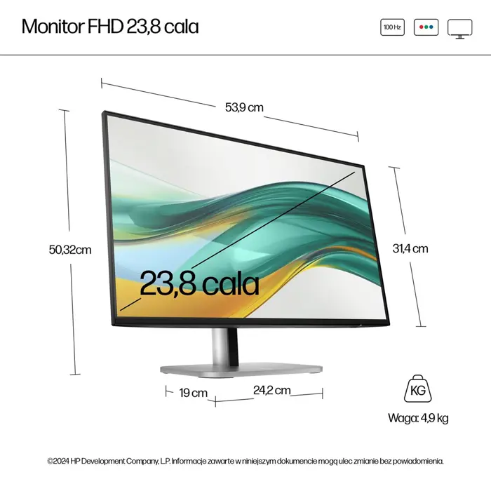 HP S5 PRO 524PF 23.8 FHD (1920x1080) IPS 350n 5ms DP HDMI HAS USB-B 3/3/0