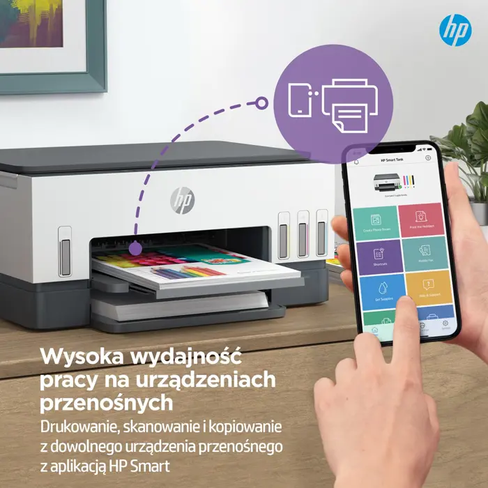 HP SMART Tank 670 / drukarka wielofunkcyjna / A4 / skaner / kopiarka / druk / 4800x1200dpi / USB / WiFi / BT / szaro-biały