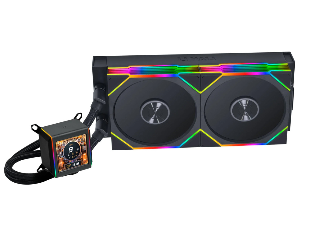 Komplet za tekočinsko hlajenje AIO Liquid Cooler Lian Li GALAHAD II LCD 280 TL Wireless, ARGB, črn - GA2ALCD28TLB