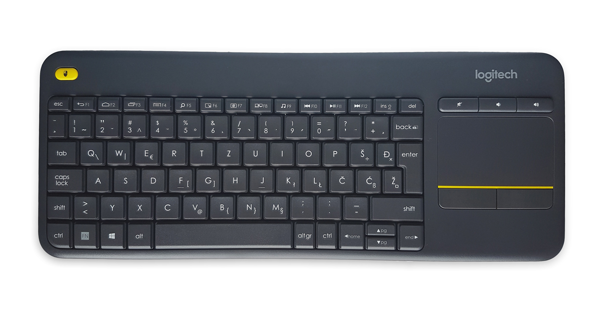 Tipkovnica Logitech K400 PLUS Wireless Touch, Unifying, črna, SLO - 920-008385