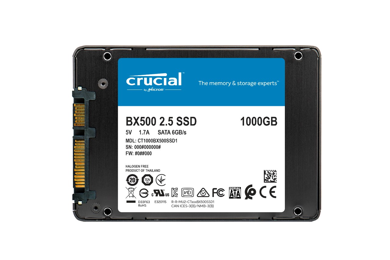 SSD 1TB 2.5" SATA3 3D TLC, 7mm, CRUCIAL BX500 (CT1000BX500SSD1) - CT1000BX500SSD1