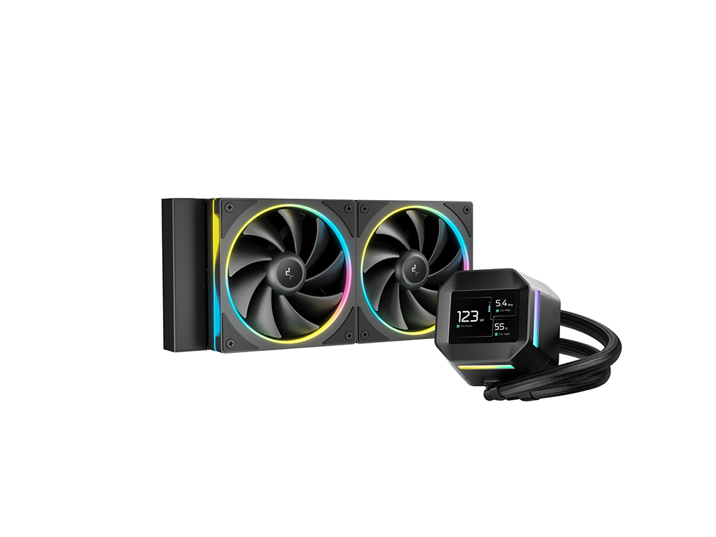 Komplet za tekočinsko hlajenje AIO Liquid Cooler DeepCool LM240, 240mm, LCD, ARGB, črn - R-LM240-BKDMMC-1