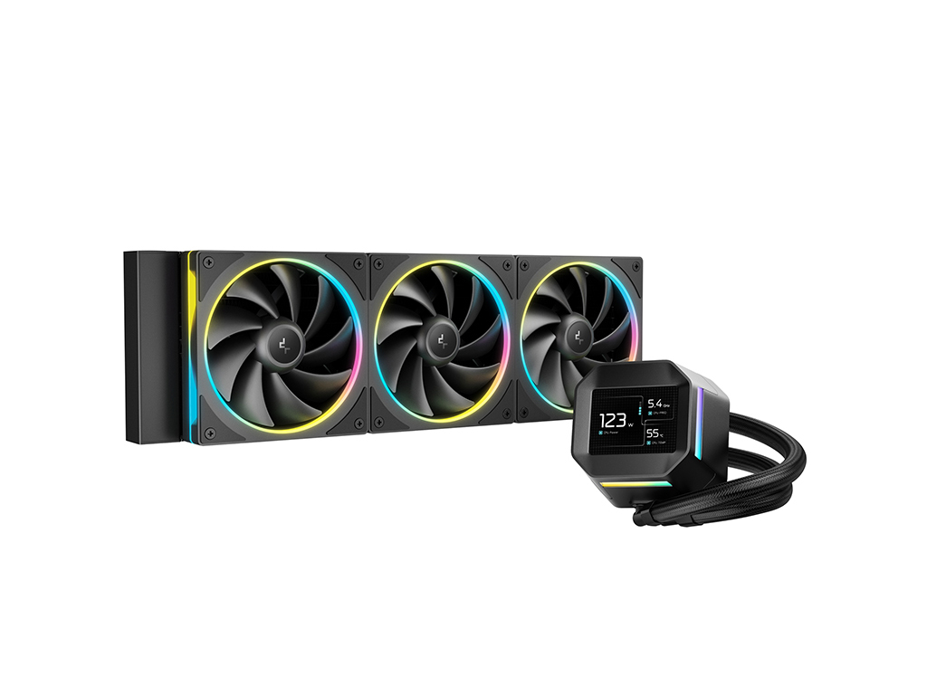 Komplet za tekočinsko hlajenje AIO Liquid Cooler DeepCool LM360, 360mm, LCD, ARGB, črn - R-LM360-BKDMMC-1