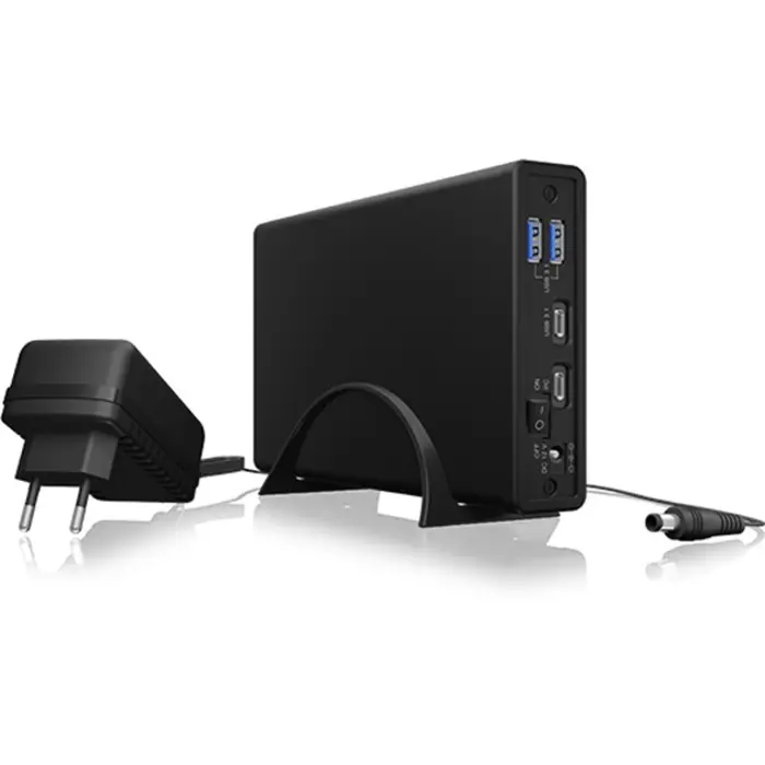 ICY BOX IB-382H-C31, drive housing (black, for 1x HDD/SSD with USB 3.2 (Gen 2) Type-C connector and USB hub)