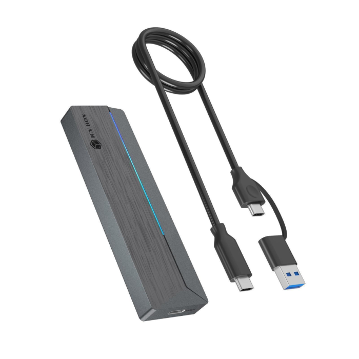 IcyBox IB-1826MCL-CU31 enclosure for M.2 NVMe/SATA SSD with USB-C 3.2 Gen 2 interface and RGB lights