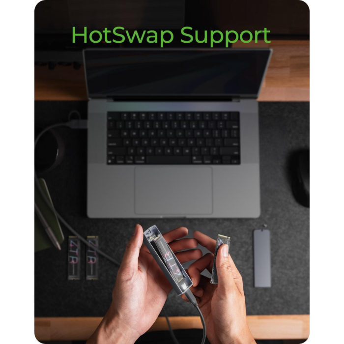 IcyBox IB-1826MCL-CU31 enclosure for M.2 NVMe/SATA SSD with USB-C 3.2 Gen 2 interface and RGB lights