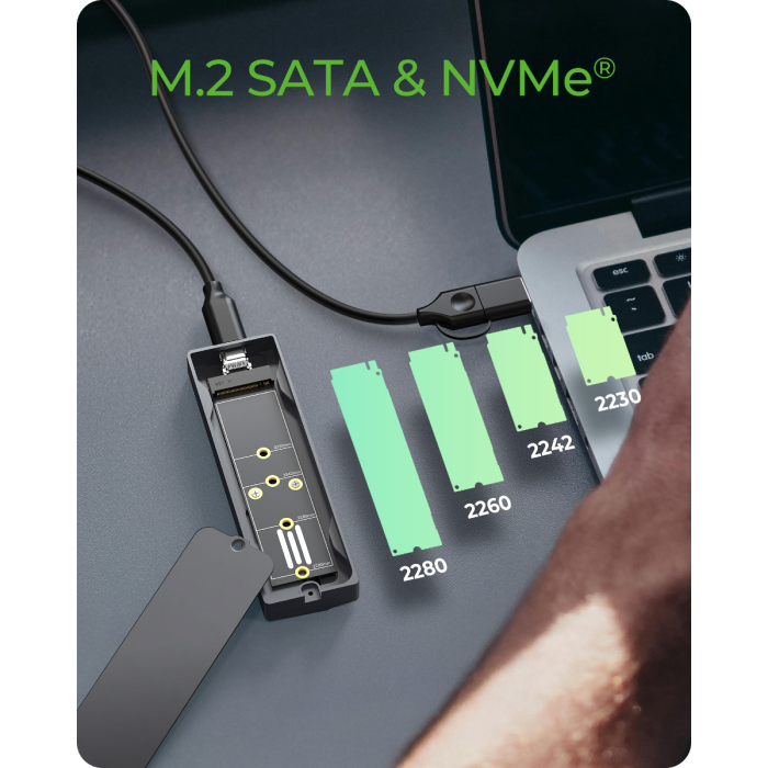 IcyBox IB-1826MCL-CU31 enclosure for M.2 NVMe/SATA SSD with USB-C 3.2 Gen 2 interface and RGB lights