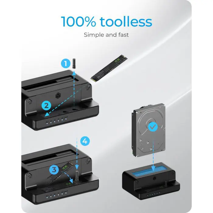 Icybox IB-2914MSCL-C31 docking station and cloning for M.2 NVMe SSD & 2.5''/3.5'' SATA SSD/HDD