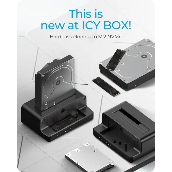 Icybox IB-2914MSCL-C31 docking station and cloning for M.2 NVMe SSD & 2.5''/3.5'' SATA SSD/HDD