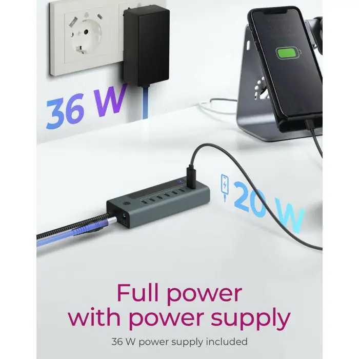 Icybox IB-HUB1457-C31 7-port hub interface USB 3.2 Type-C