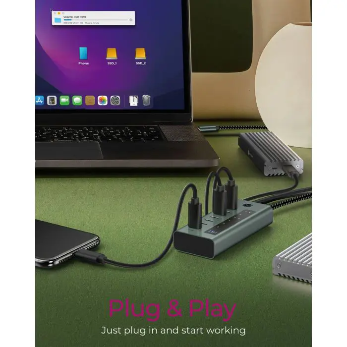 Icybox IB-HUB1457-C31 7-port hub interface USB 3.2 Type-C