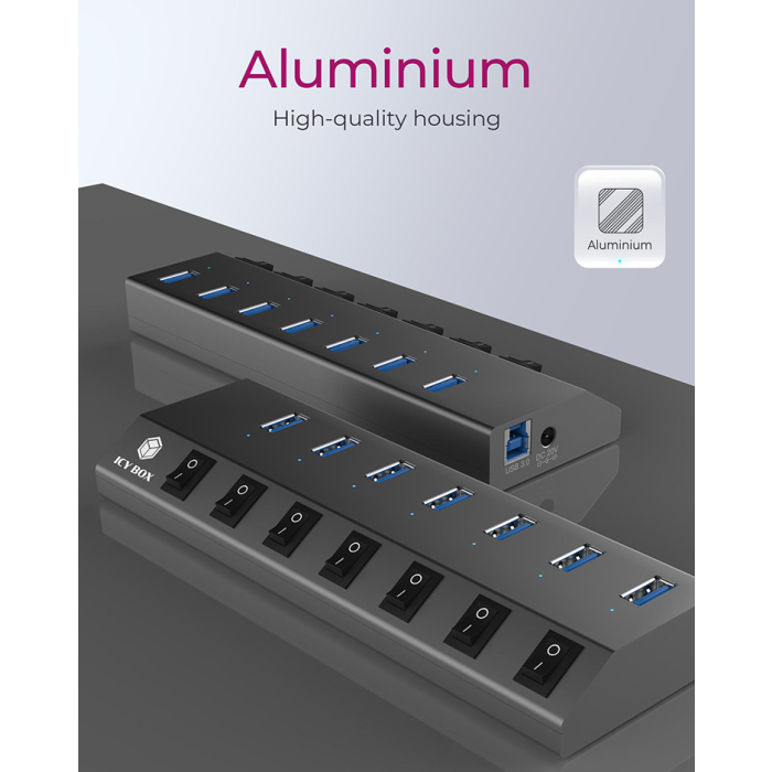 IcyBox IB-HUB1701-C3 7-portni USB-A hub s stikali
