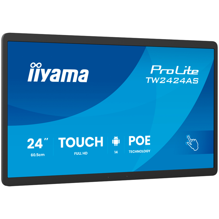 IIYAMA DS Monitor TW2424AS-B3P 24" Full HD In-cell PCAP 10pt interactive Touch Panel PC with Android OS, IPS panel technology, anti glare coating, PoE Technology and iiSignage