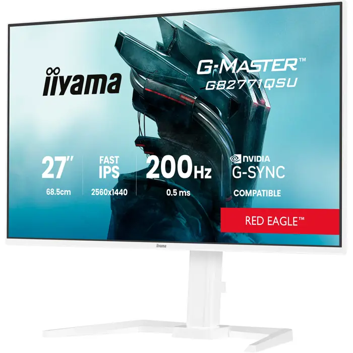 Iiyama G-Master GB2771QSU-W1 Red Eagle (68.5 cm (27 inches), white (matt), QHD, Fast-IPS, HDMI, DP, G-Sync comp., USB hub, 200Hz panel)