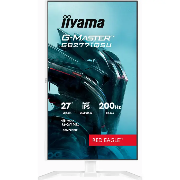 Iiyama G-Master GB2771QSU-W1 Red Eagle (68.5 cm (27 inches), white (matt), QHD, Fast-IPS, HDMI, DP, G-Sync comp., USB hub, 200Hz panel)