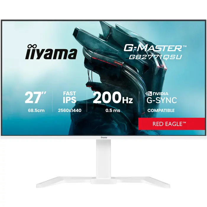 Iiyama G-Master GB2771QSU-W1 Red Eagle (68.5 cm (27 inches), white (matt), QHD, Fast-IPS, HDMI, DP, G-Sync comp., USB hub, 200Hz panel)
