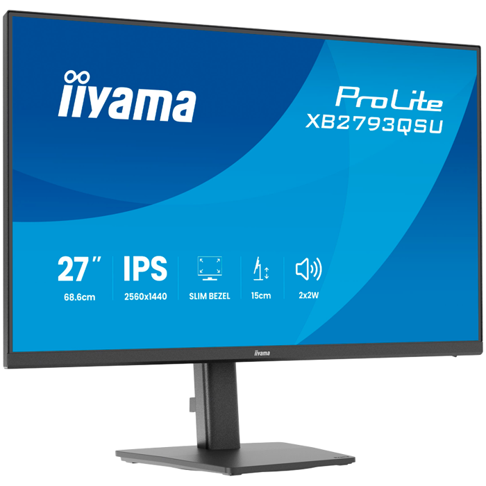 IIYAMA Monitor LED XB2793QSU-B1 27" 2560 x 1440 75Hz IPS 350cd 1ms HDMI DP USB HUB height, swivel, tilt, pivot Pro
