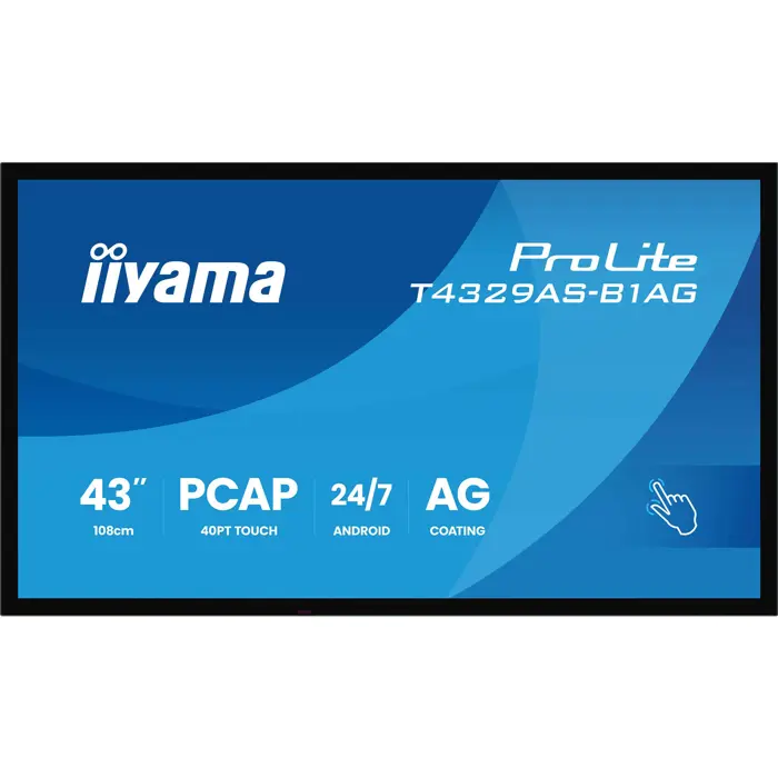 Iiyama ProLite T4329AS-B1AG (108 cm (42.5 inches), black (matt), UltraHD/4K, VA, touchscreen, Android, USB-C)