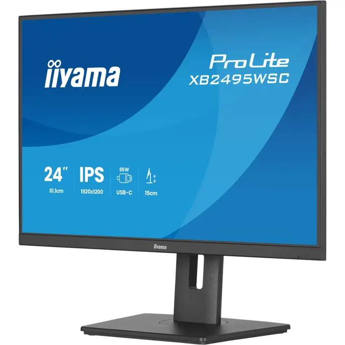 Iiyama ProLite XB2495WSC-B1 (61.1 cm (24 inches), black (matt), WUXGA, IPS, HDMI, USB-C, USB hub, 100Hz panel)