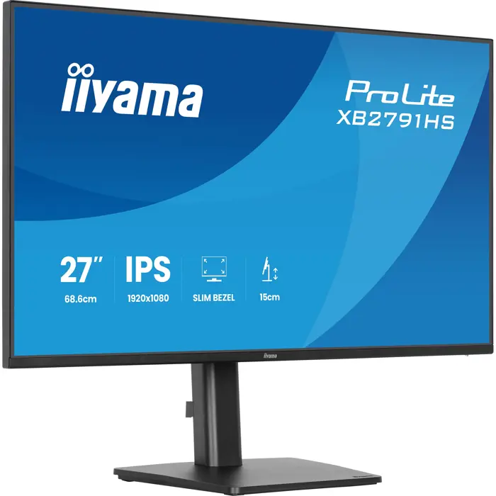 iiyama ProLite XB2791HS-B1 (68.6 cm (27 inch), black (matte), FullHD, IPS, HDMI, DP, speakers, height adjustment, 120Hz panel)