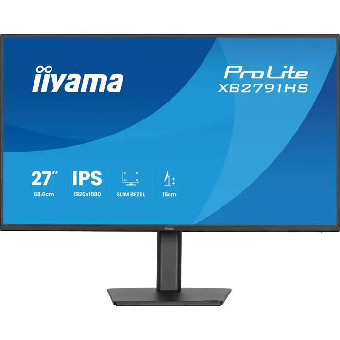 iiyama ProLite XB2791HS-B1 (68.6 cm (27 inch), black (matte), FullHD, IPS, HDMI, DP, speakers, height adjustment, 120Hz panel)