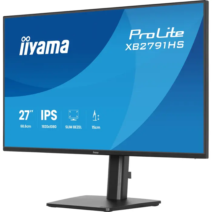 iiyama ProLite XB2791HS-B1 (68.6 cm (27 inch), black (matte), FullHD, IPS, HDMI, DP, speakers, height adjustment, 120Hz panel)