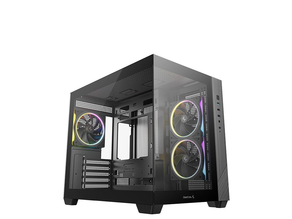 Računalniško ohišje DeepCool CG330 3F, micro-ATX, kaljeno steklo, črno - R-CG330-BKNGM3-G