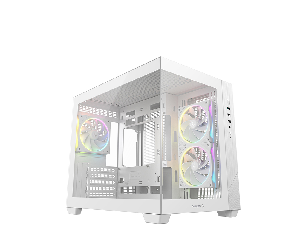 Računalniško ohišje DeepCool CG330 3F WH, micro-ATX, kaljeno steklo, belo - R-CG330-WHNGM3-G
