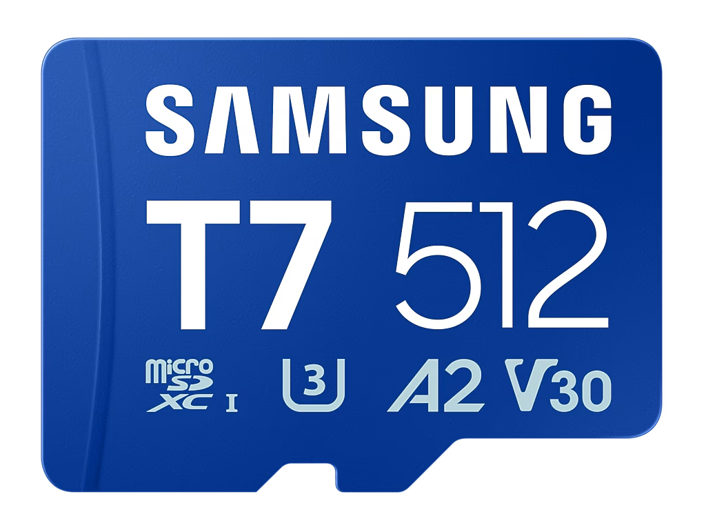Spominska kartica Samsung T7, micro SDXC, 512GB, U3, V30, A2, UHS-I, 170 MB/s - MB-MB512T/WW