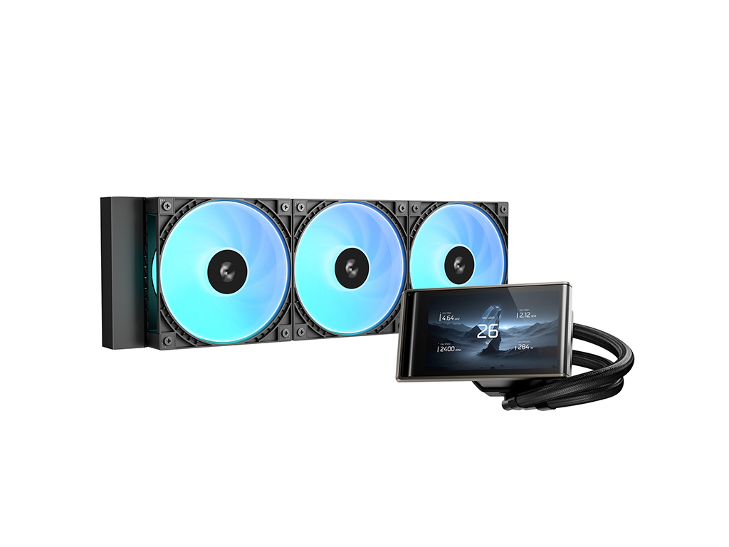 Komplet za tekočinsko hlajenje AIO Liquid Cooler DeepCool LT360 VISION, 360mm, LCD, ARGB, črn - R-LT360VISIONBKAMMC-G-1