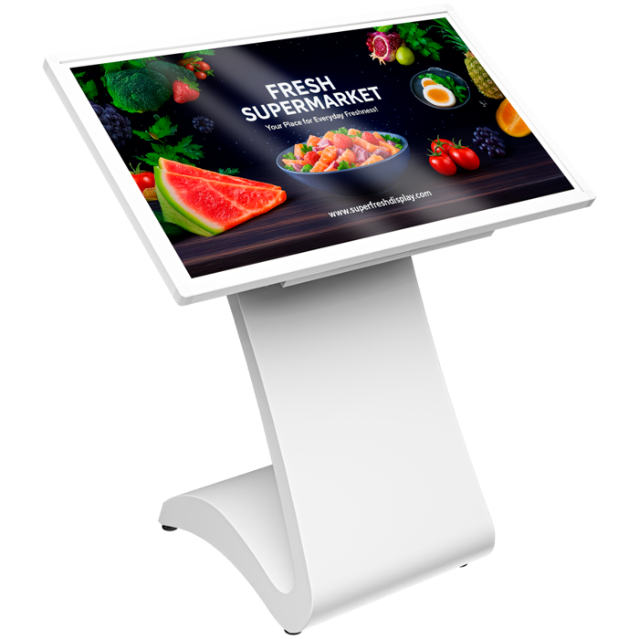 Indoor Tilted Totem 43inch, LCD350cd per square withoutglass, 4K(2160x3840), 10pointsIRTouch, RK3399B(Android11) CPU,Hexacore, 2xCortexA72, 4xCortexA53,1.8GHz RAM4GB,ROM64GB,Speaker 10Wx2,HDMI connect