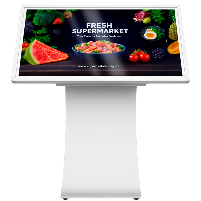 Indoor Tilted Totem 43inch, LCD350cd per square withoutglass, 4K(2160x3840), 10pointsIRTouch, RK3399B(Android11) CPU,Hexacore, 2xCortexA72, 4xCortexA53,1.8GHz RAM4GB,ROM64GB,Speaker 10Wx2,HDMI connect