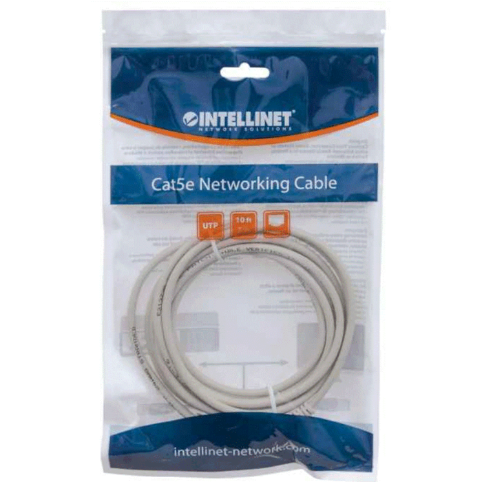 Intellinet Cat5e, CCA, U/UTP, PVC, RJ45, 3m, sivi