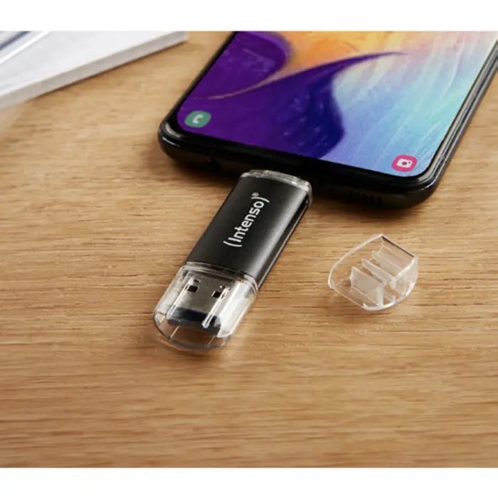 Intenso Twist Line 256 GB, USB stick anthracite/transparent, USB-A 3.2 Gen 1, USB-C 3.2 Gen 1