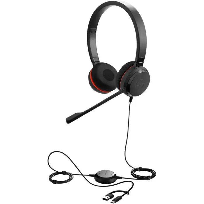 Jabra Evolve 30 II (black, UC, 3.5 mm jack, USB C and USB A, stereo)