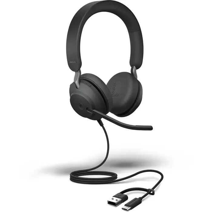 Jabra Evolve2 40 SE (black, MS version, stereo, USB-A and USB-C)